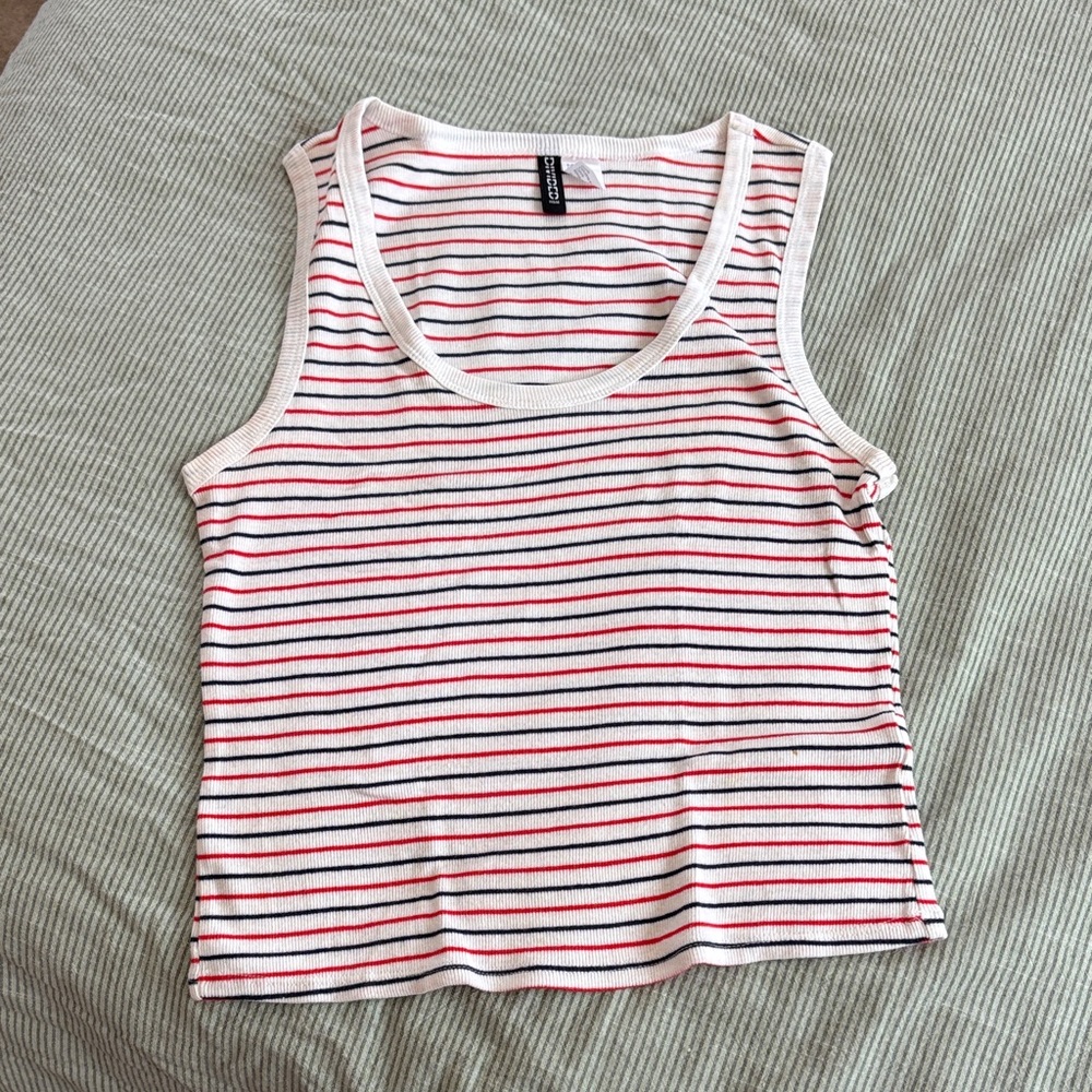H&M Red and White Striped Tank Top